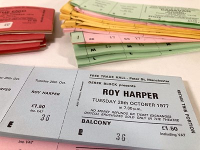 Lot 185 - MANCHESTER FREE TRADE HALL TICKET ARCHIVE - CARAVAN / THE ENID / ROY HARPER.