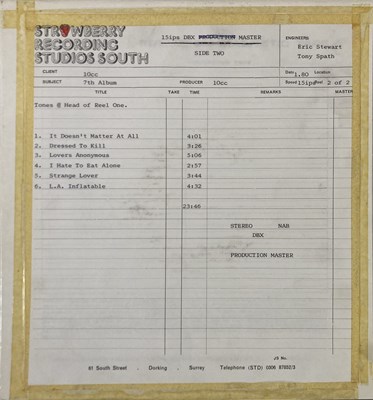 Lot 354 - 10CC MASTER TAPES - 'LOOK HEAR'.