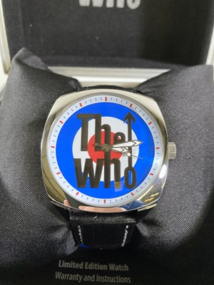 Lot 301 - THE WHO - A LIMITED EDITION WATCH WITH BOX SIGNED BY TOWNSHEND AND ENTWISTLE.