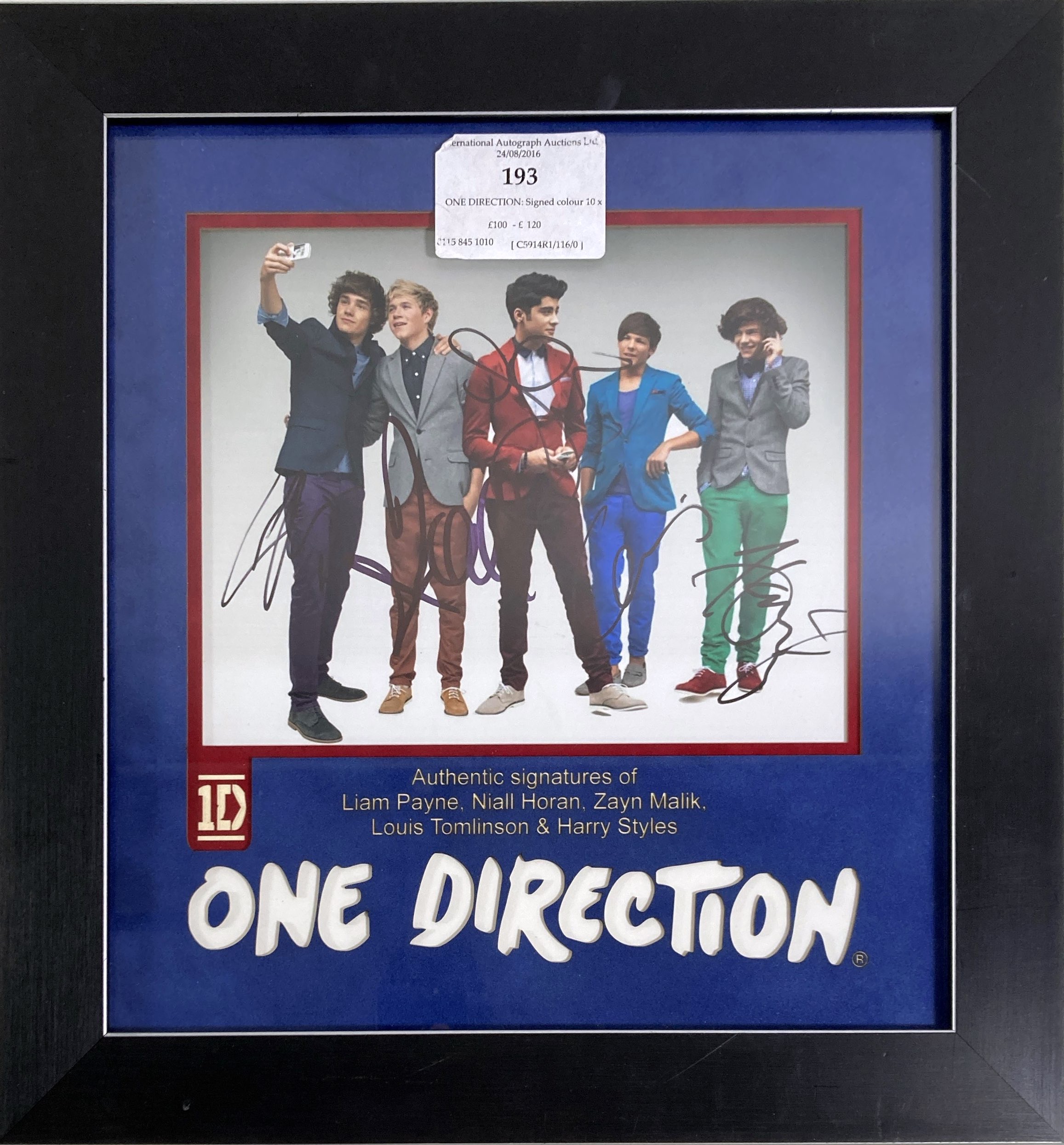 Lot 308 - ONE DIRECTION - FULL SET OF SIGNATURES.