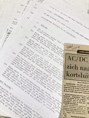 Lot 410 - AC/DC - 1978 CONTRACT AND CONCERT EPHEMERA.