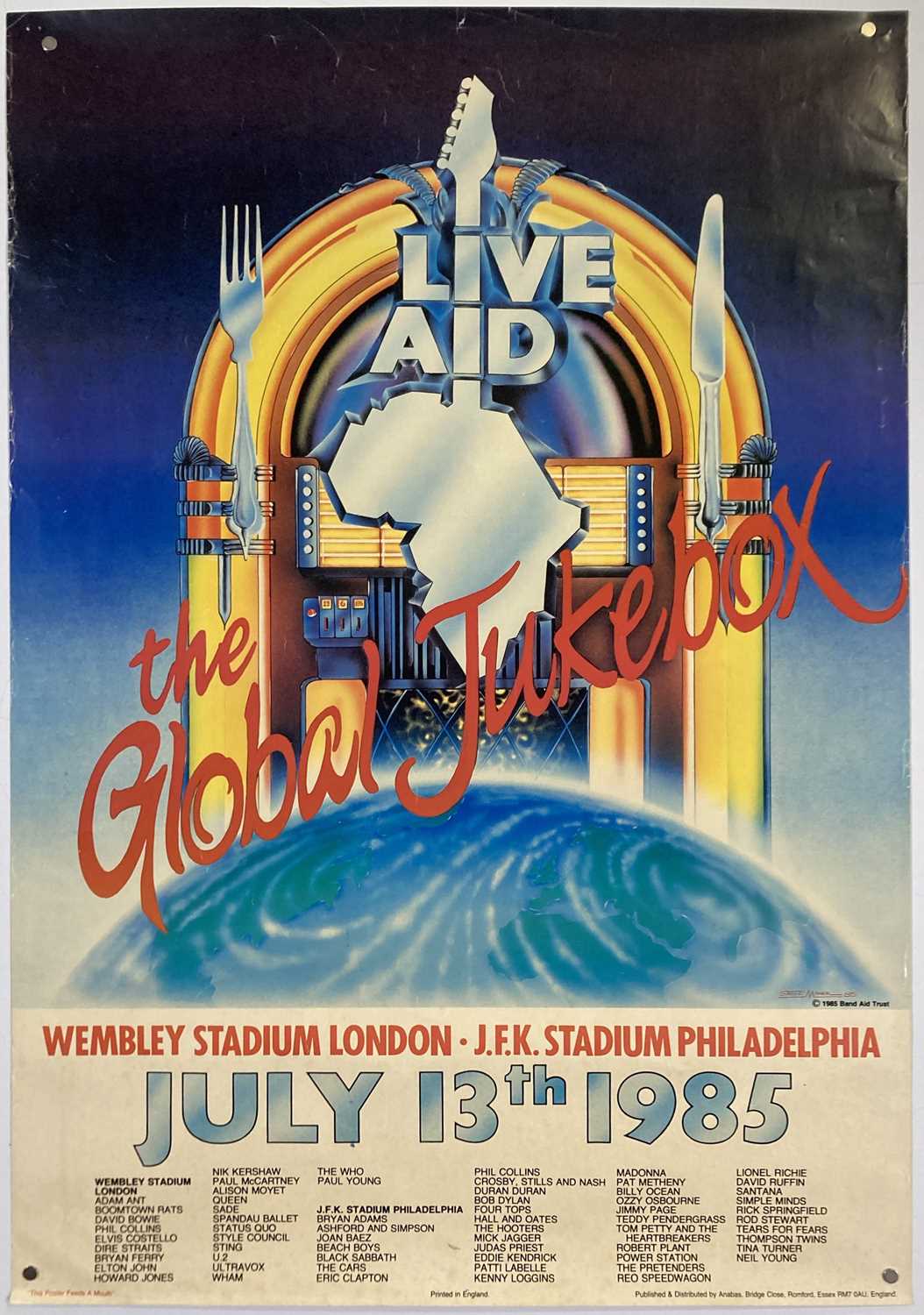 Lot 247 - LIVE AID - ORIGINAL 1985 POSTER.