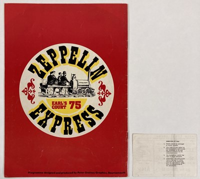 Lot 351 - LED ZEPPELIN - AN ORIGINAL PROGRAMME AND TICKET STUB, WITH A REPRODUCTION POSTER - EARL'S COURT 1975.