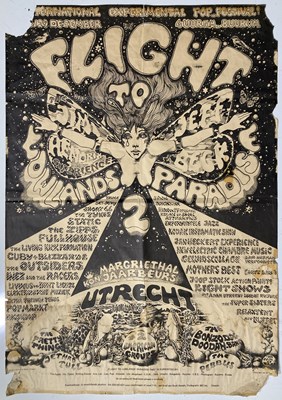 Lot 250 - FLIGHT TO LOWLANDS PARADISE - ORIGINAL 1968 FESTIVAL POSTER - HENDRIX / JEFF BECK / PINK FLOYD.