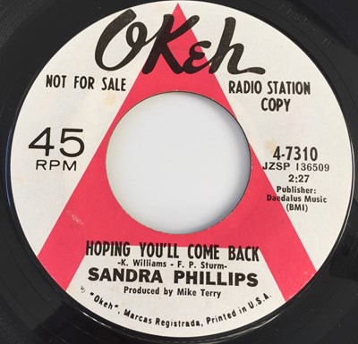 Lot 10 - SANDRA PHILLIPS - HOPING YOU'LL COME BACK/ I WISH I HAD KNOWN 7" (US PROMO - OKEH 4-7310)