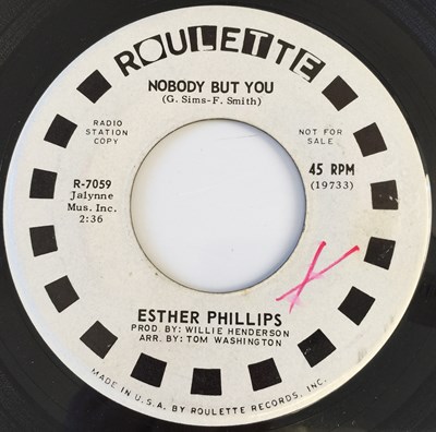 Lot 16 - ESTHER PHILLIPS - NOBODY BUT YOU/ TOO MUCH OF A MAN 7" (US PROMO - ROULETTE R-7059)