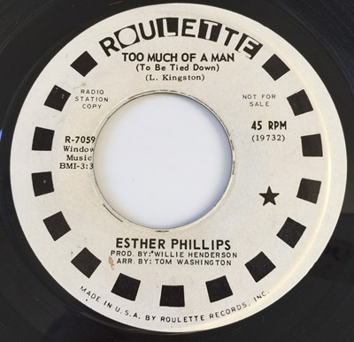 Lot 16 - ESTHER PHILLIPS - NOBODY BUT YOU/ TOO MUCH OF A MAN 7" (US PROMO - ROULETTE R-7059)