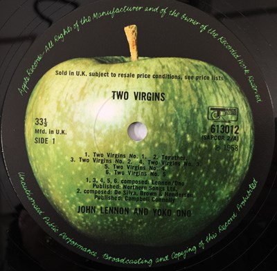Lot 688 - JOHN LENNON/YOKO ONO - UNFINISHED MUSIC NO. 1 TWO VIRGINS (ORIGINAL UK STEREO COPY - TRACK 613012)