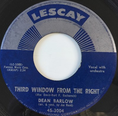 Lot 22 - DEAN BARLOW - THIRD WINDOW FROM THE RIGHT 7" (US SOUL - LESCAY 45-3004)