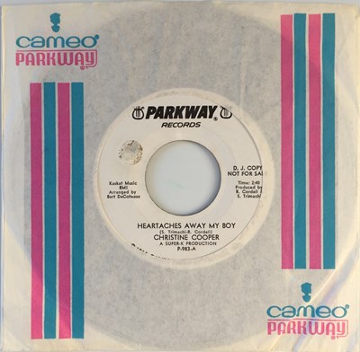 Lot 34 - CHRISTINE COOPER - HEARTACHES AWAY MY BOY 7" (US PROMO - PARKWAY P-983)