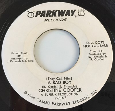 Lot 34 - CHRISTINE COOPER - HEARTACHES AWAY MY BOY 7" (US PROMO - PARKWAY P-983)