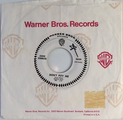 Lot 39 - JOANIE SOMMERS - DON'T PITY ME/ MY BLOCK 7" (US NORTHERN - WARNER BROS PROMO 5629)