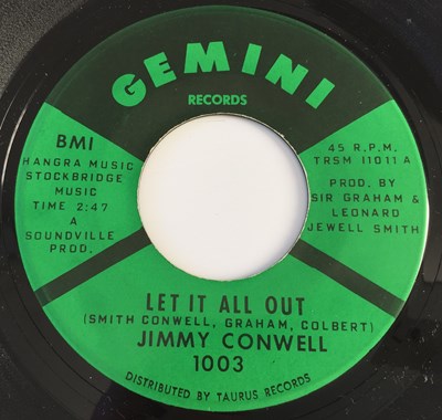 Lot 48 - JIMMY CONWELL - LET IT ALL OUT/ TO MUCH 7" (US NORTHERN - GEMINI 1003)