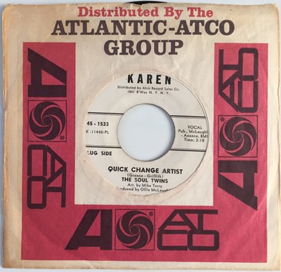 Lot 50 - THE SOUL TWINS - QUICK CHANGE ARTIST/ GIVE THE MAN A CHANCE 7" (US PROMO - KAREN 45-1533)