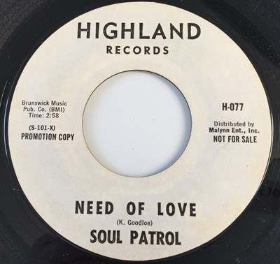 Lot 55 - SOUL PATROL - NEED OF LOVE/ SAVE YOUR LOVE 7" (US PROMO - HIGHLAND H-077)