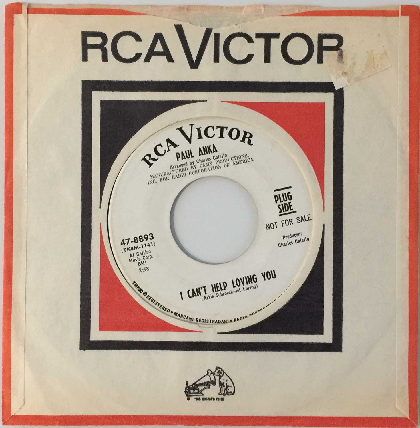 Lot 205 - PAUL ANKA - I CAN'T HELP LOVING YOU 7" (RCA VICTOR - PROMO - 47-8893)