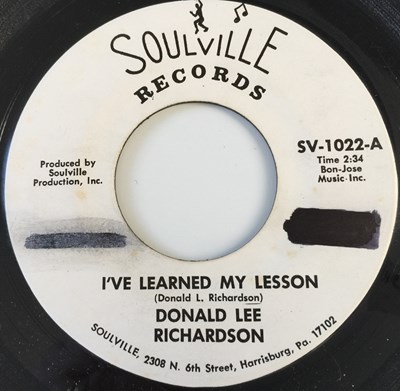 Lot 59 - DONALD LEE RICHARDSON - YOU GOT ME IN THE PALM OF YOUR HAND 7" (US PROMO - SOULVILLE RECORDS)