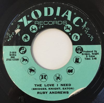 Lot 207 - RUBY ANDREWS - JUST LOVING YOU 7" (ZODIAC RECORDS - Z1010)