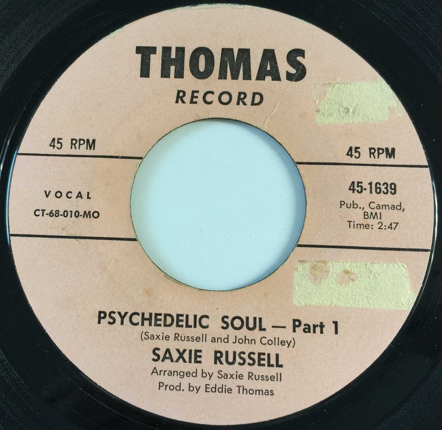 Lot 70 - SAXIE RUSSELL - PSYCHEDELIC SOUL PT1/ PT2 7" (US PROMO - THOMAS 45-1639)