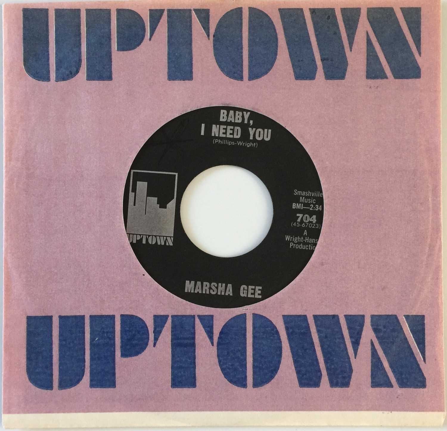 Lot 227 - MARSHA GEE - BABY, I NEED YOU 7" (UPTOWN 704)