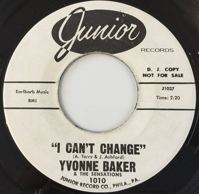 Lot 218 - YVONNE BAKER - I CAN'T CHANGE/ MEND THE BROKEN PIECES 7" (US PROMO - JUNIOR RECORDS 1010)