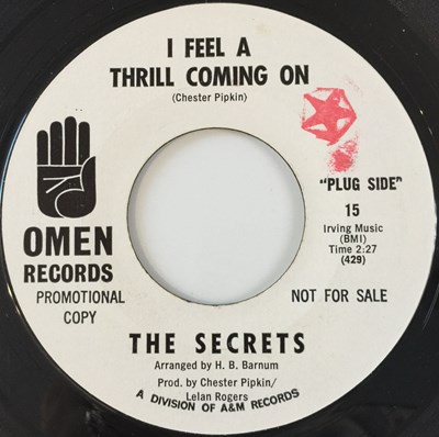 Lot 241 - THE SECRETS - I FEEL A THRILL COMING ON 7" (US PROMO - OMEN RECORDS 15)