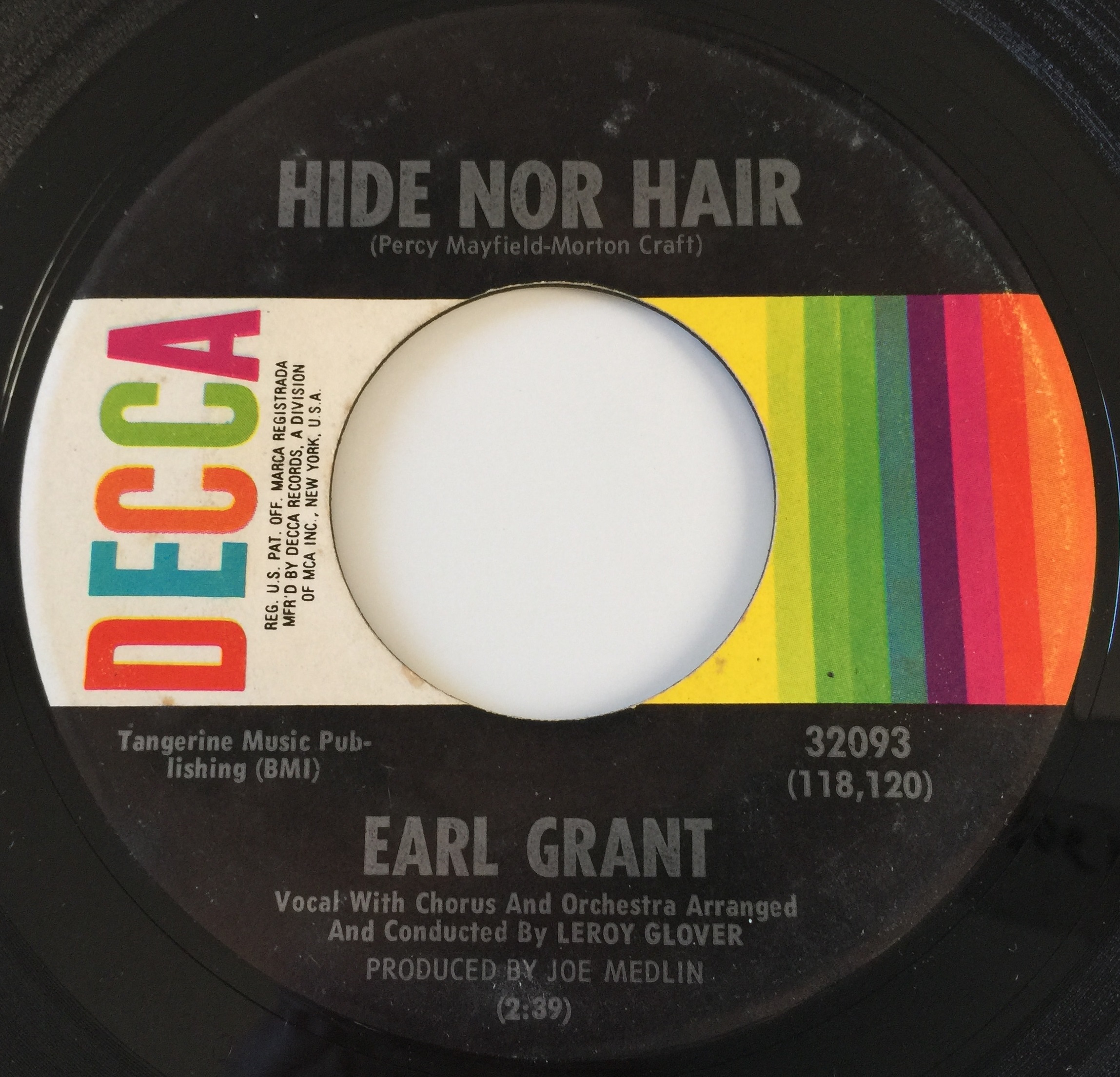 Lot 263 EARL GRANT HIDE NOR HAIR 7" (DECCA