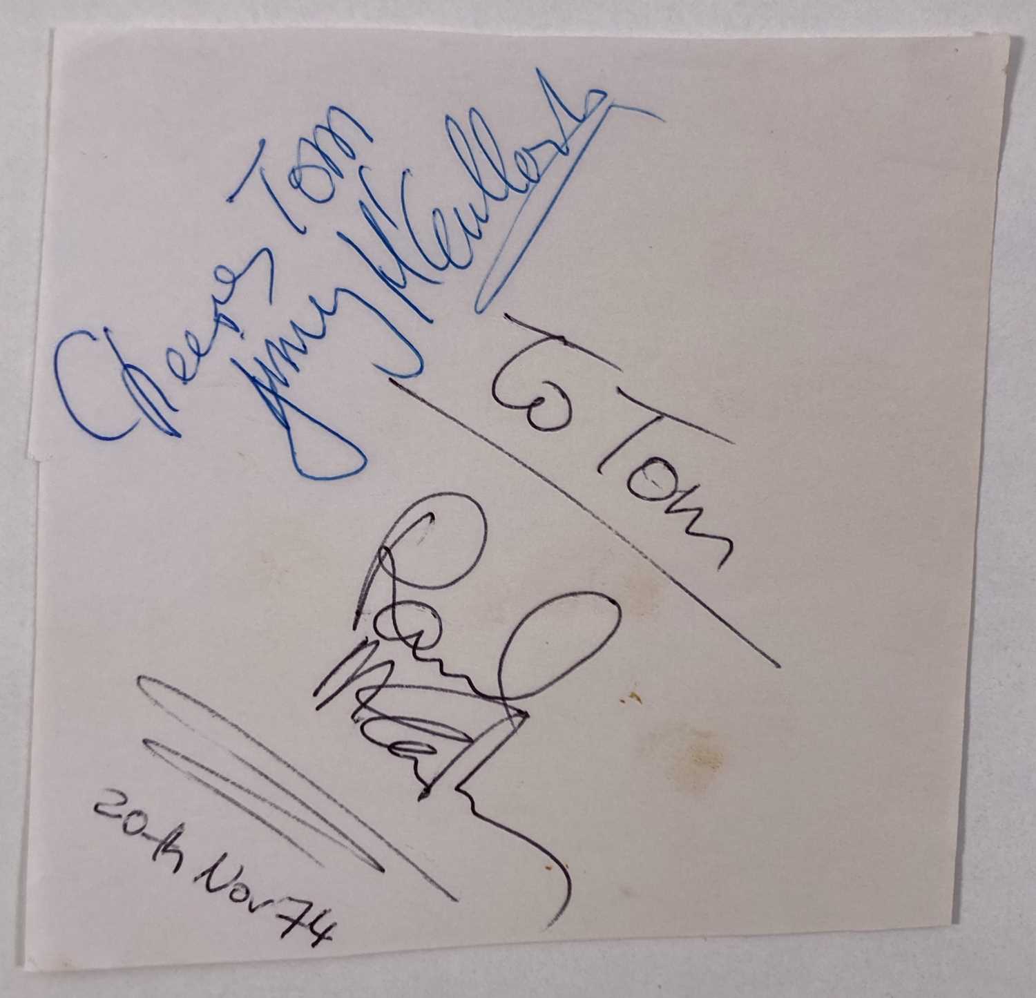 Lot 127 - THE BEATLES - PAGE SIGNED BY PAUL MCCARTNEY AND JIMMY MCCULLOCH.