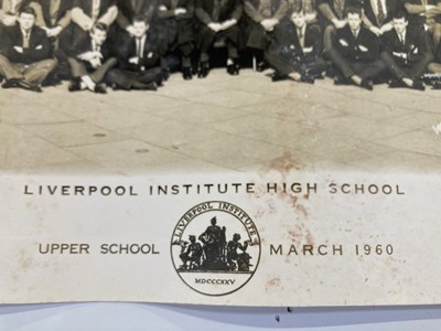 Lot 154 - THE BEATLES - ORIGINAL LIVERPOOL INSTITUTE SCHOOL PHOTOGRAPH 1960 - PAUL MCCARTNEY.