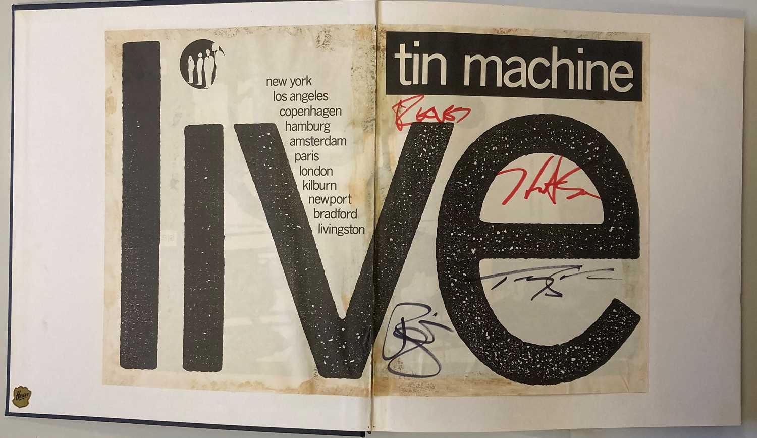 Lot 252 - TIN MACHINE 1989 SCRAPBOOK INC FULLY SIGNED ADVERT AND PHOTOS