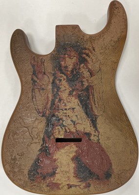 Lot 414 - JIMI HENDRIX - ORIGINAL 'GUITAR ON FIRE ART'  BY 'CARRUSCAUX'.