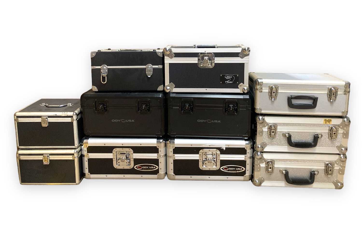 Lot 600 - 11 RECORD/CD STRONG STORAGE BOXES.