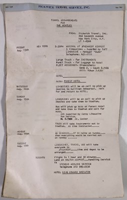Lot 155 - THE BEATLES -  A1965 US TOUR ITINERARY AND DIARY.