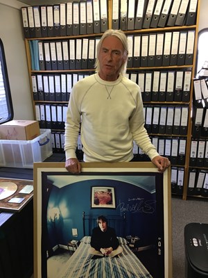 Lot 420 - THE JAM - A LARGE FORMAT PORTRAIT OF PAUL WELLER SIGNED BY WELLER AND PHOTOGRAPHER LAURENCE WATSON.