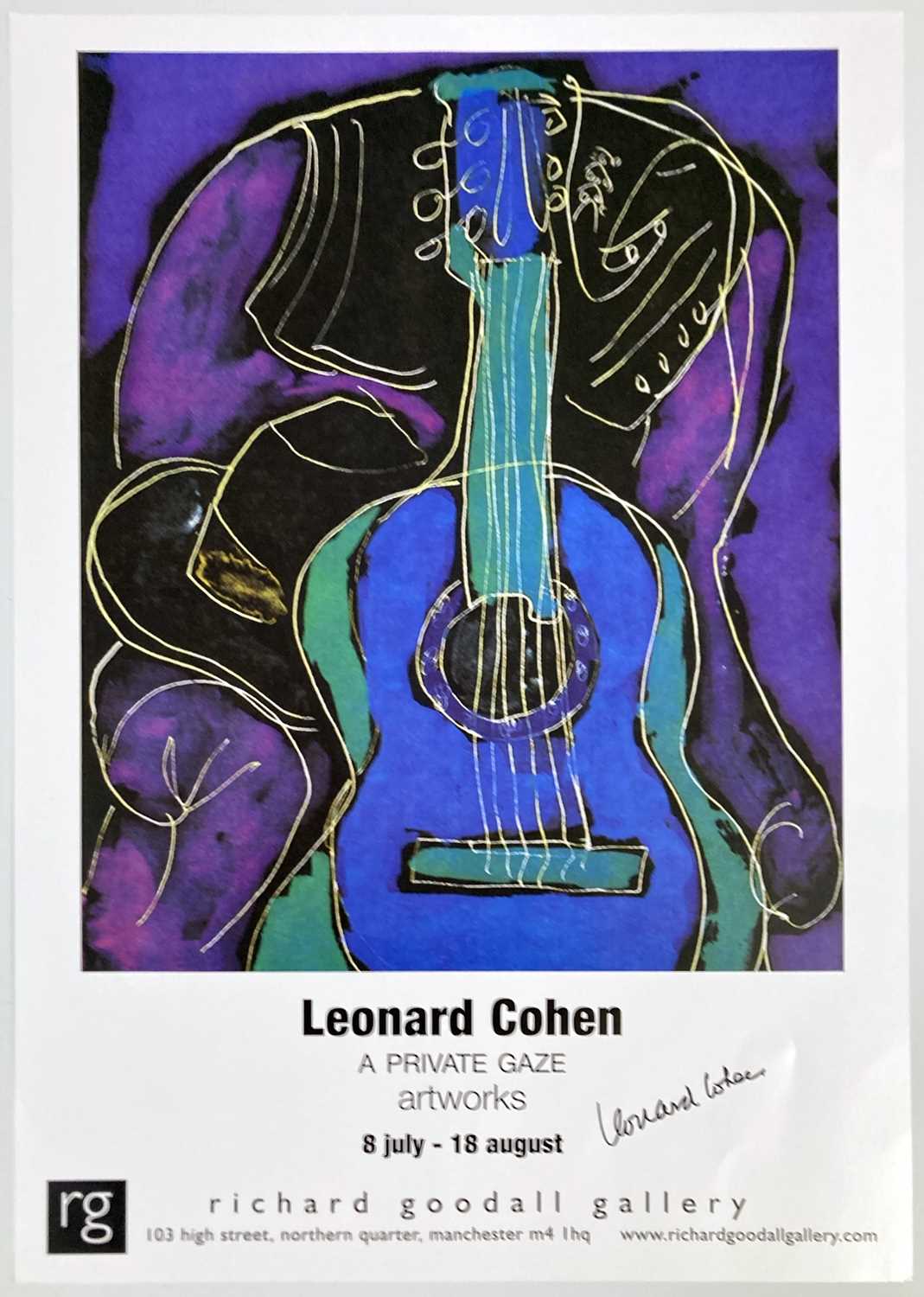 Lot 277 - LEONARD COHEN - A SIGNED EXHIBITION POSTER.