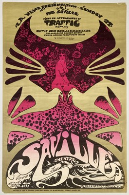 Lot 158 - TRAFFIC - AN ORIGINAL 1967 POSTER FOR THE SAVILLE THEATRE, DESIGN BY HAPSHASH AND THE COLOURED COAT.