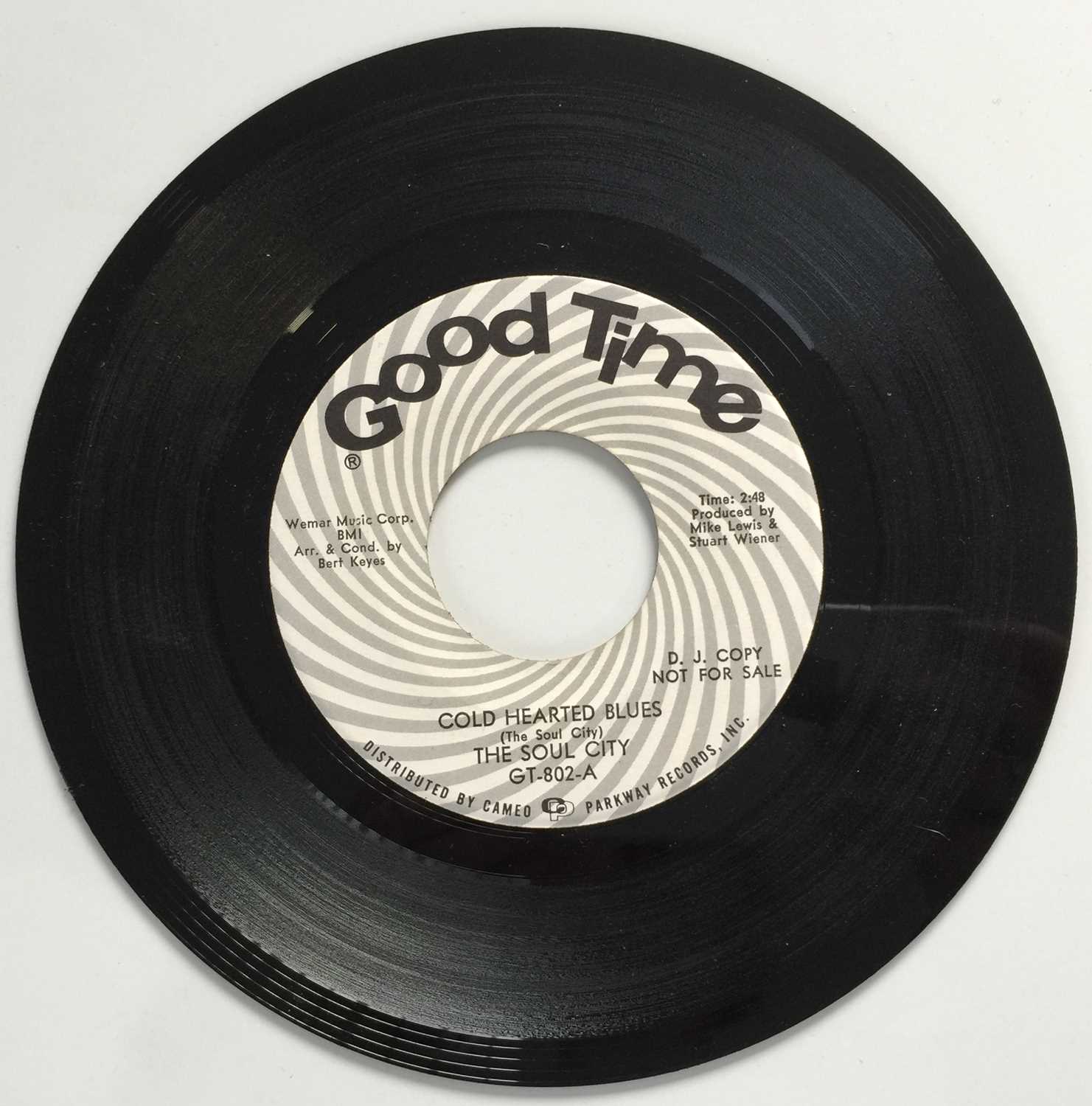 Lot 112 - THE SOUL CITY - COLD HEARTED BLUES/ WHO DO YOU THINK YOU ARE 7" (US PROMO - GOOD TIME GT-802)