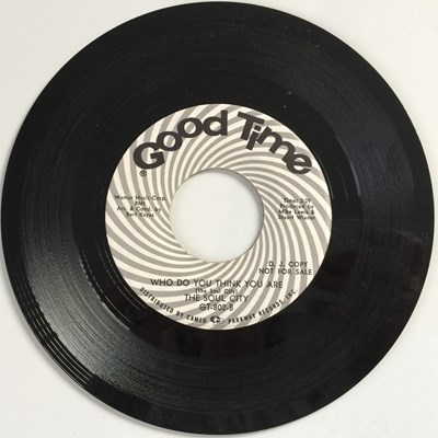 Lot 112 - THE SOUL CITY - COLD HEARTED BLUES/ WHO DO YOU THINK YOU ARE 7" (US PROMO - GOOD TIME GT-802)