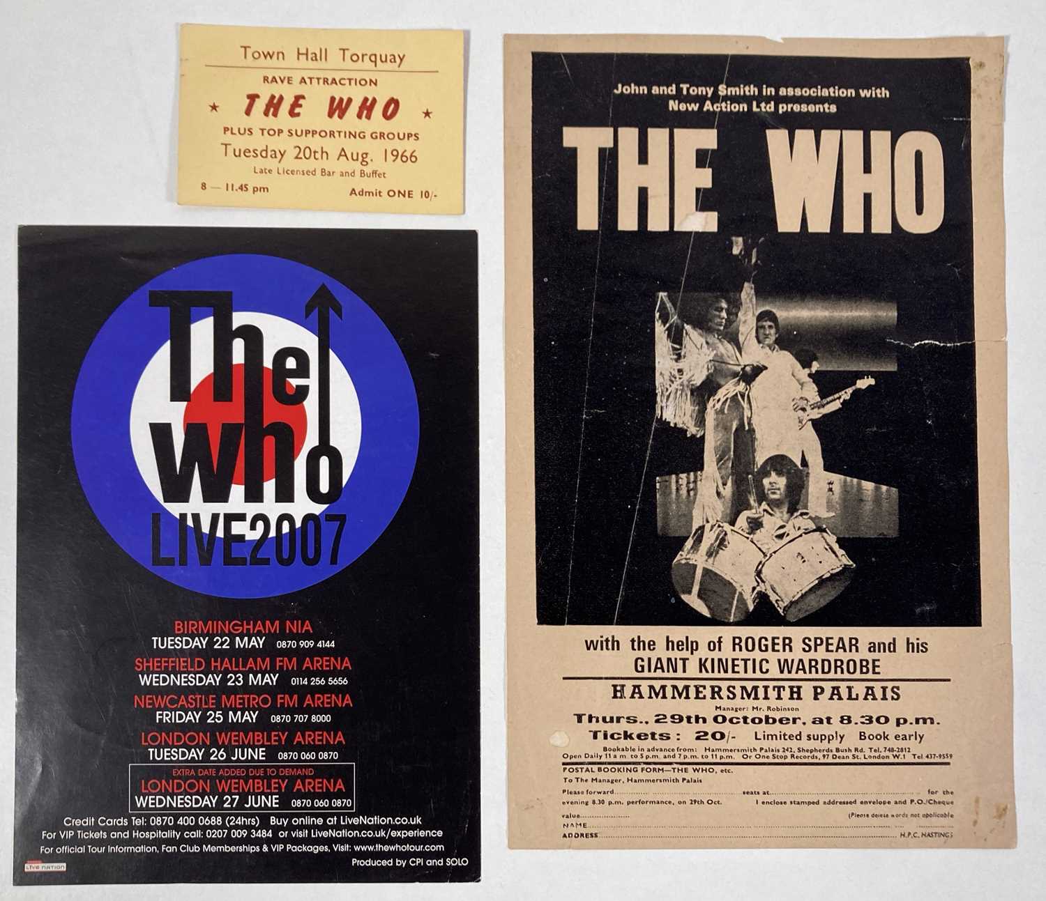 Lot 124 - THE WHO - ORIGINAL 1970 HANDBILL AND 1966 TICKET.