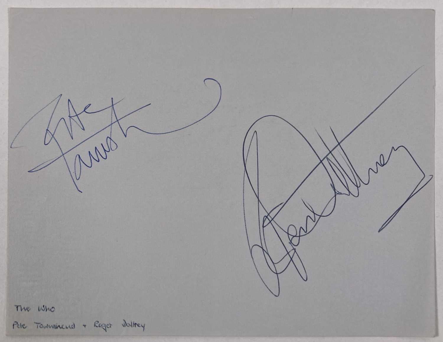 Lot 279 - THE WHO - PETE TOWNSHEND / ROGER DALTREY SIGNED PAGE.