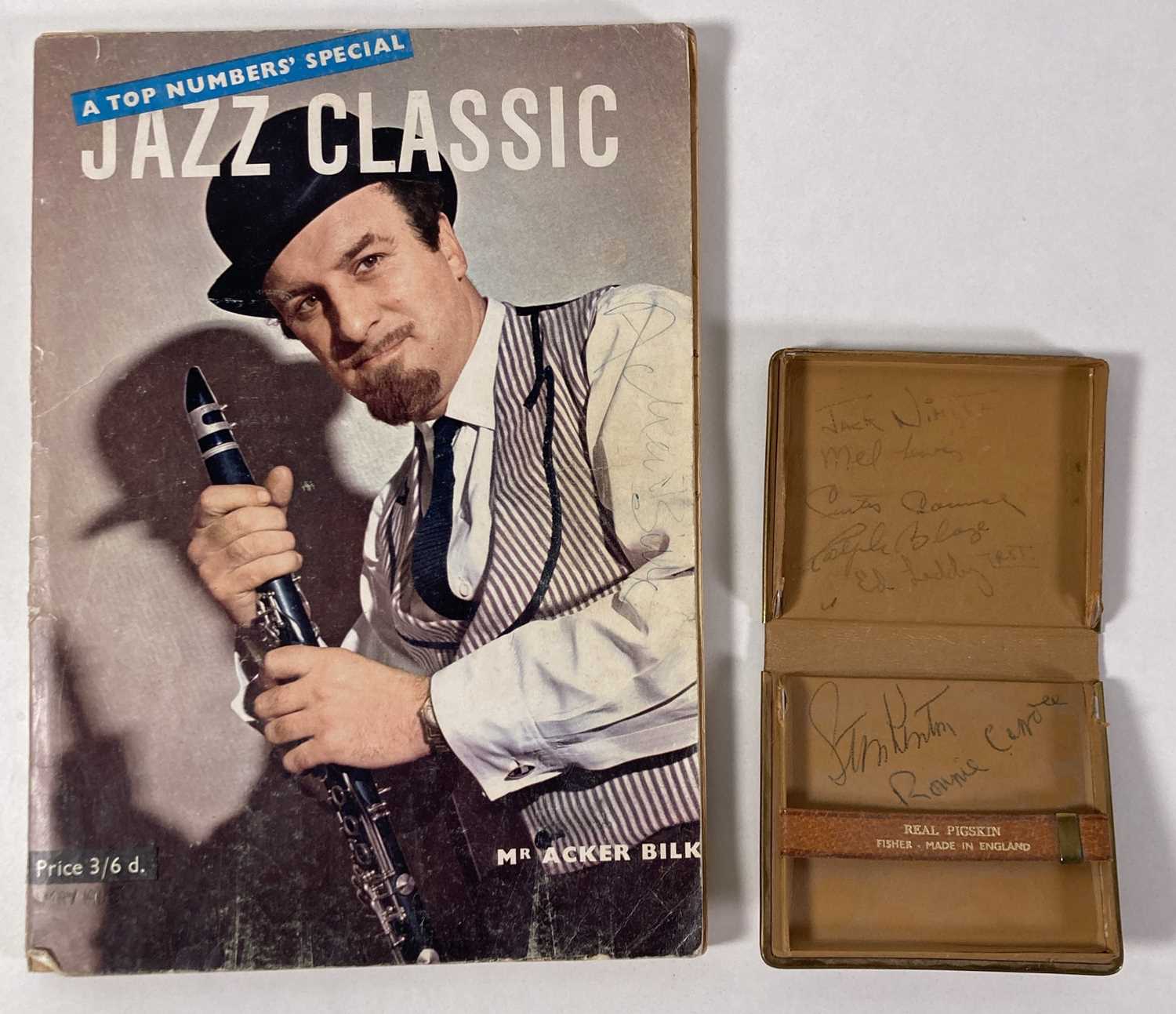 Lot 282 - JAZZ EPHEMERA C 1950/60s - MULTI-SIGNED BOOK - LOUIS ARMSTRONG AND MANY MORE.