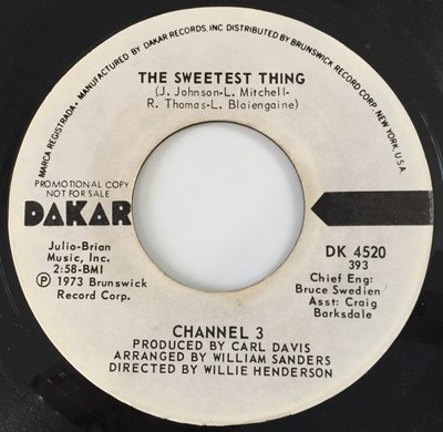 Lot 195 - CHANNEL 3 - THE SWEETEST THING 7" (US PROMO - DAKAR DK 4520)