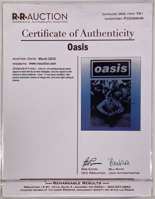 Lot 487 - OASIS - IMAGE SIGNED BY LIAM / NOEL GALLAGHER.