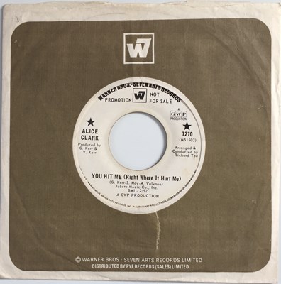 Lot 272 - ALICE CLARK - YOU HIT ME/ HEAVEN'S WILL 7" (US PROMO - WARNER BROS 7270)