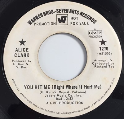 Lot 272 - ALICE CLARK - YOU HIT ME/ HEAVEN'S WILL 7" (US PROMO - WARNER BROS 7270)