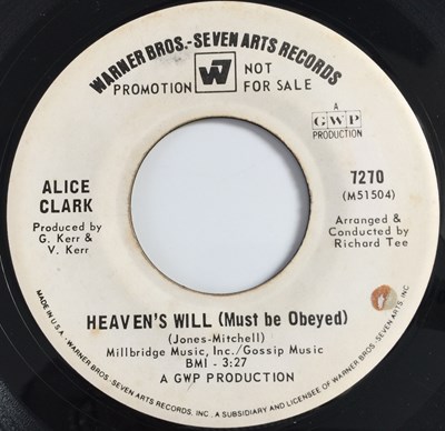 Lot 272 - ALICE CLARK - YOU HIT ME/ HEAVEN'S WILL 7" (US PROMO - WARNER BROS 7270)