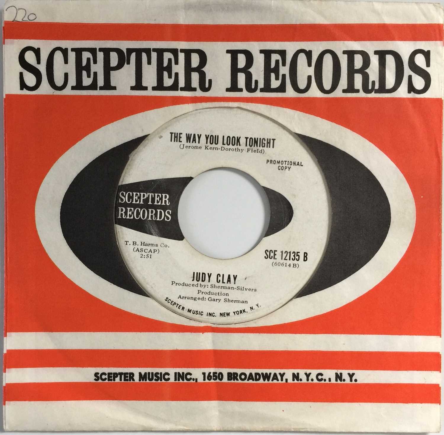 Lot 274 - JUDY CLAY - THE WAY YOU LOOK TONIGHT 7" (US PROMO - SCEPTER SCE 12135)