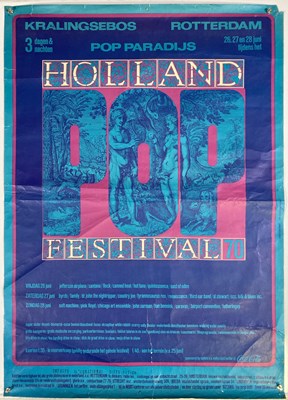 Lot 2020308 - HOLLAND POP FESTIVAL 1970 POSTER - T.REX / JEFFERSON AIRPLANE / THE BYRDS AND MORE.