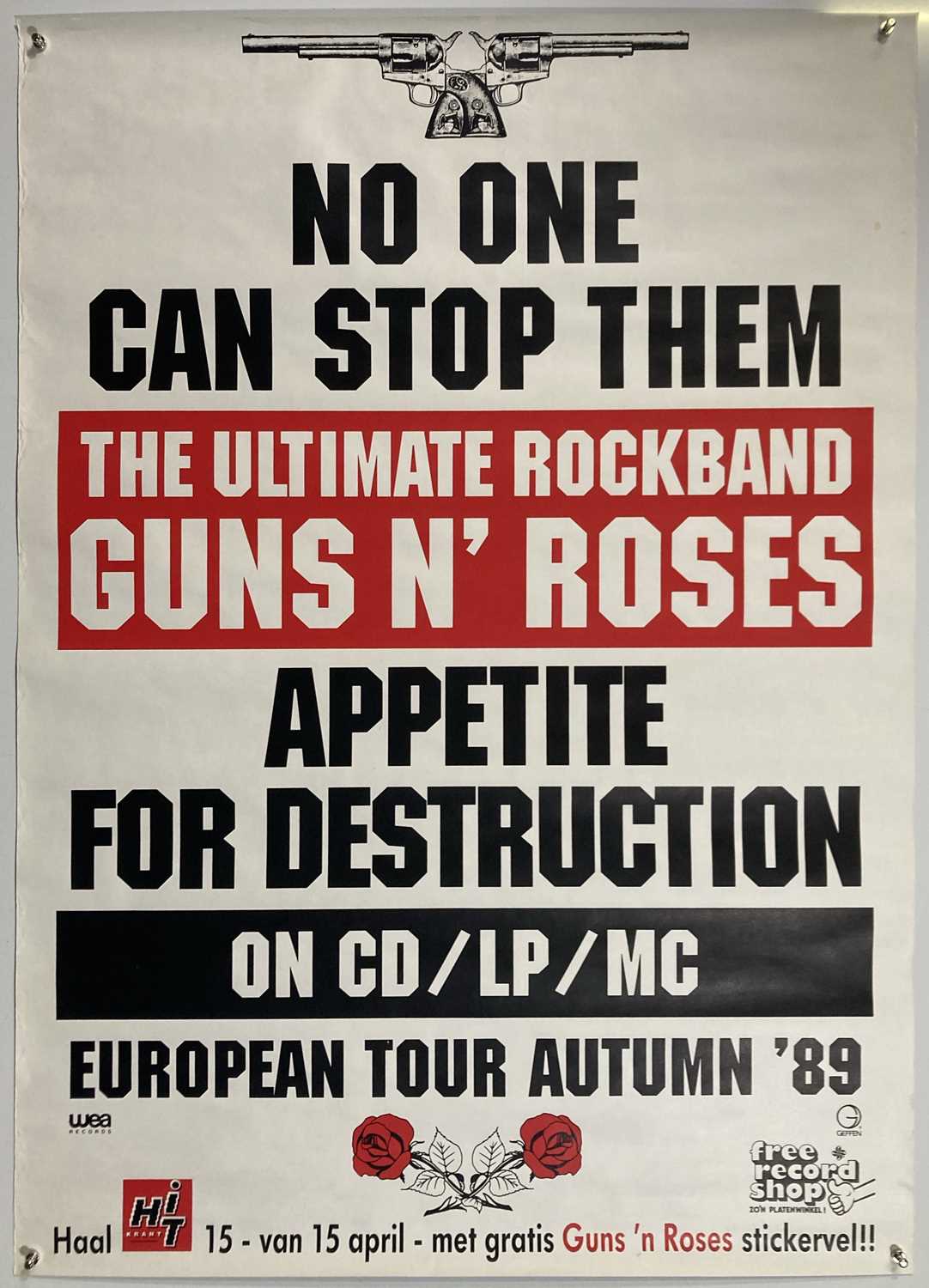 Lot 187 - GUNS N ROSES - 1989 APPETITE FOR DESTRUCTION TOUR / PROMO POSTER.