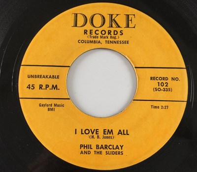 Lot 196 - PHIL BARCLAY AND THE SLIDERS - I LOVE EM ALL (DOKE RECORDS - No. 102)